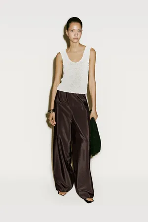 Massimo Dutti Pleciony Top Ze Skóry Zamszowej − Limited Edition