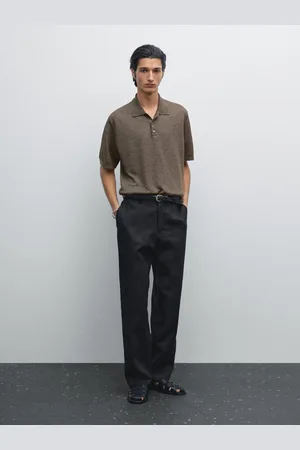 Massimo Dutti Dzianinowa Koszulka Polo Ze 100% Lnu