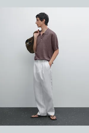 Massimo Dutti Dzianinowa Koszulka Polo Ze 100% Lnu