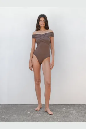 Massimo Dutti Kostium Kąpielowy Bandeau Na Skrzyżowanych Ramiączkach