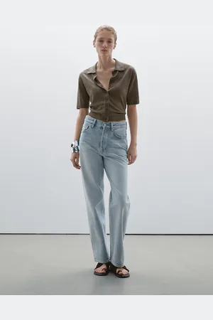 Massimo Dutti Proste Jeansy Z Wysokim Stanem Z Mieszanki Bawełny