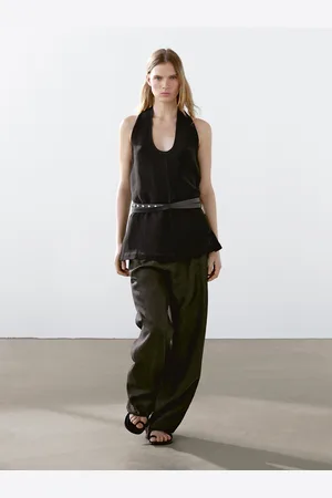 Massimo Dutti Top Z Dekoltem Halter I Odkrytymi Plecami