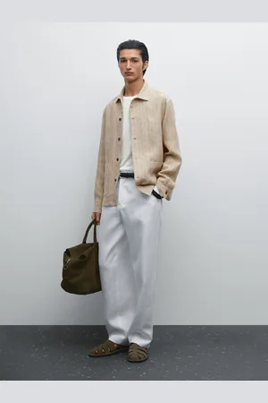 Massimo Dutti Koszula Wierzchnia Ze 100% Lnu W Paski