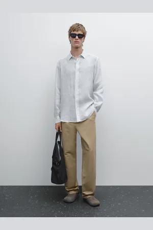 Massimo Dutti Lniana Koszula W Paski Regular Fit