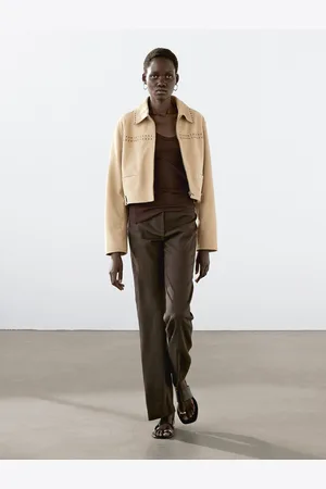 Massimo Dutti Krótka Skórzana Kurtka Z Ćwiekami