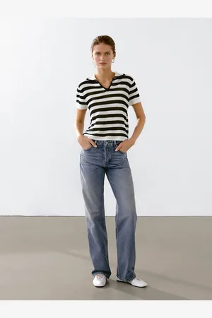 Massimo Dutti Sweter Polo Z Mieszanki Bawełny W Paski