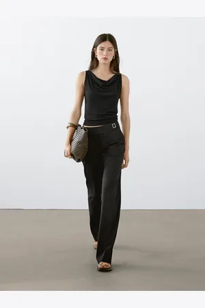 Massimo Dutti Top Bez Rękawów Z Drapowanym Dekoltem