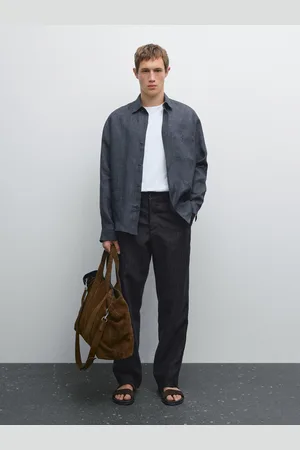 Massimo Dutti Lniana Koszula Wierzchnia Regular Fit Z Efektem Sprania