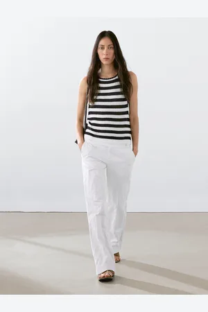 Massimo Dutti Dzianinowy Top W Paski Z Kontrastowym Wykończeniem