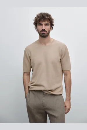 Massimo Dutti Dzianinowy Sweter Z Krótkim Rękawem Ze 100% Bawełny