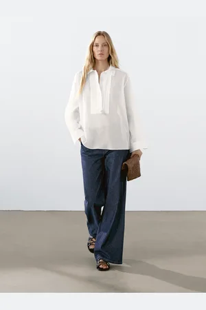 Massimo Dutti Lekka Bawełniana Koszula Z Zaszewkami