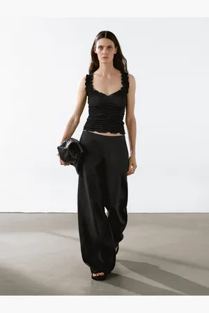 Massimo Dutti Bawełniany Top Z Efektem Marszczenia