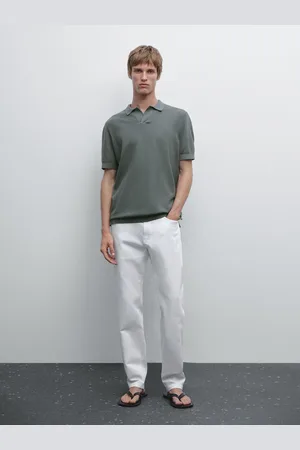Massimo Dutti Dzianinowy Sweter Ze 100% Bawełny Z Kołnierzykiem Polo