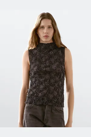 Massimo Dutti Top Z Efektem Marszczenia I Dekoltem Kominowym