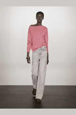 Massimo Dutti Sweter Ze 100% Lnu Z Dekoltem Łódką
