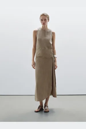 Massimo Dutti Sukienka Ze 100% Lnu Z Ozdobną Sprzączką