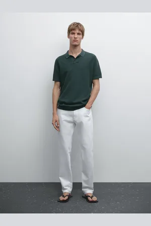 Massimo Dutti Dzianinowy Sweter Ze 100% Bawełny Z Kołnierzykiem Polo