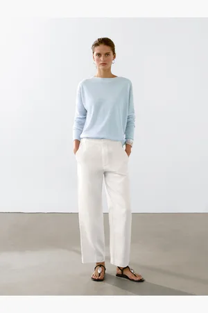 Massimo Dutti Sweter Ze 100% Lnu Z Dekoltem Łódką
