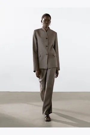 Massimo Dutti Marynarka Ze 100% Lnu Ze Stójką