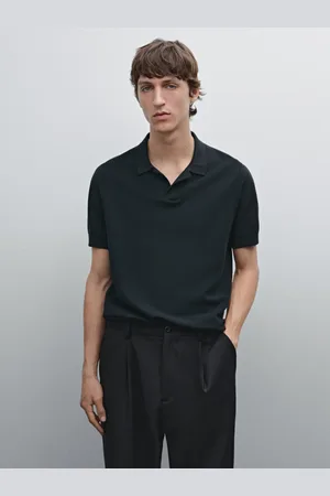 Massimo Dutti Dzianinowy Sweter Ze 100% Bawełny Z Kołnierzykiem Polo