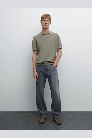 Massimo Dutti Dzianinowy Sweter Ze 100% Bawełny Z Kołnierzykiem Polo