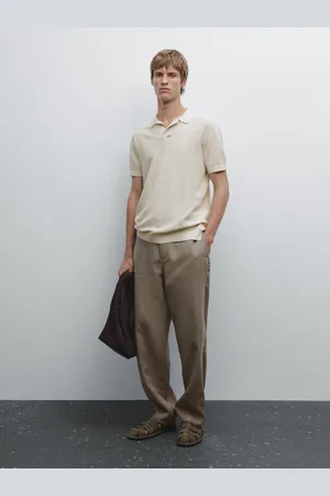Massimo Dutti Dzianinowy Sweter Ze 100% Bawełny Z Kołnierzykiem Polo