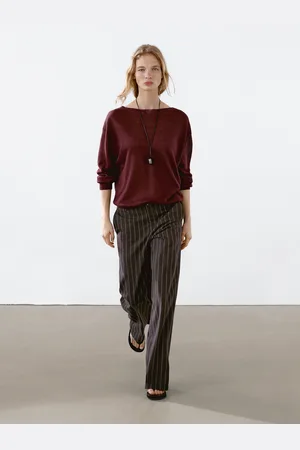 Massimo Dutti Sweter Ze 100% Lnu Z Dekoltem Łódką
