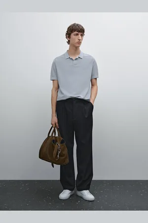 Massimo Dutti Dzianinowy Sweter Ze 100% Bawełny Z Kołnierzykiem Polo