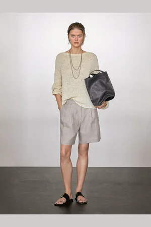 Massimo Dutti Bermudy W Prążki Ze 100% Lnu