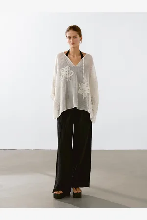 Massimo Dutti Haftowana Ażurowa Peleryna