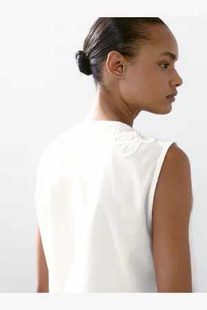 Massimo Dutti Haftowana Kamizelka Ze 100% Bawełny