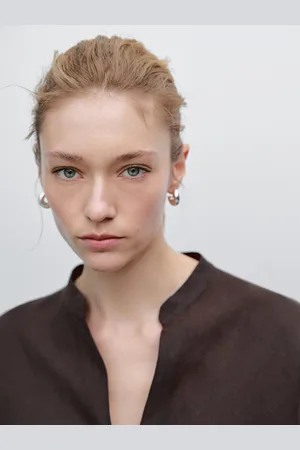 Massimo Dutti Luźna Koszula Z Lnu Ze Stójką