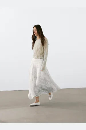 Massimo Dutti Luźna Spódnica Średniej Długości W Kratkę