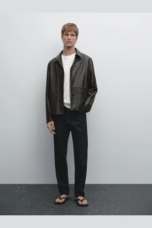 Massimo Dutti Kurtka Ze Skóry Nappa Z Efektem Zużycia