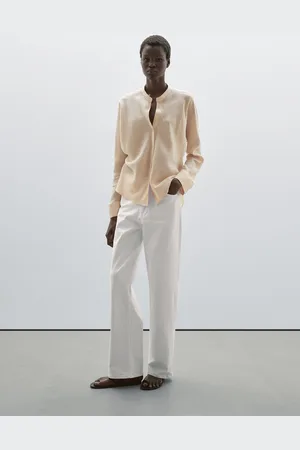Massimo Dutti Luźna Koszula Z Lnu Ze Stójką