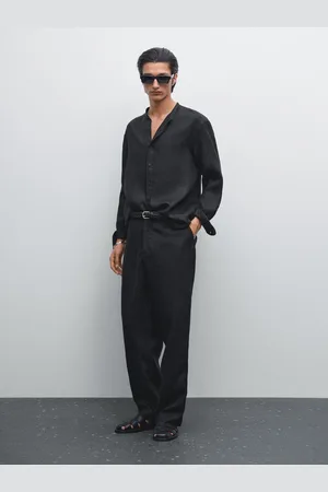 Massimo Dutti Koszula Ze 100% Lnu O Kroju Regular Fit Ze Stójką