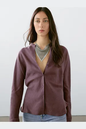 Massimo Dutti Luźna Koszula Z Lnu Ze Stójką