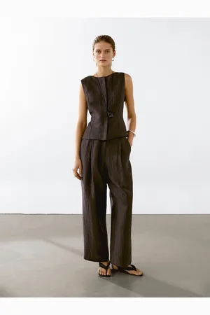 Massimo Dutti Kamizelka Z Mieszanki Lnu Z Okrągłym Dekoltem