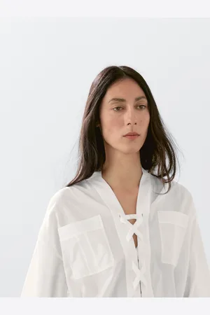 Massimo Dutti Bluzka Z Kołnierzykiem I Wiązaniem