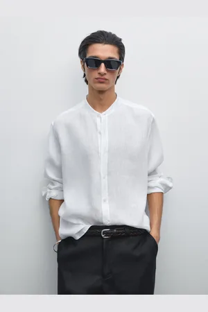 Massimo Dutti Koszula Ze 100% Lnu O Kroju Regular Fit Ze Stójką