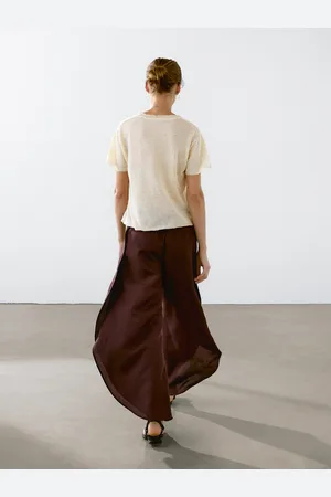Massimo Dutti Ażurowa Koszulka Z Mieszanki Lnu