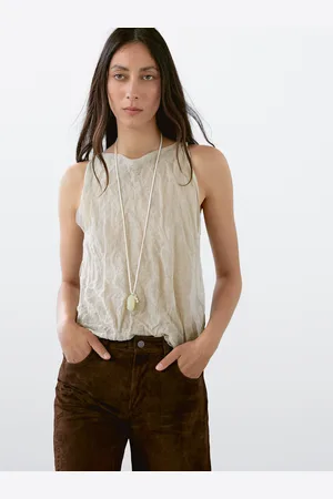 Massimo Dutti Top Z Dekoltem Halter I Marszczeniem