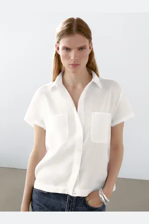 Massimo Dutti Koszula Z Krótkim Rękawem Ze 100% Lnu