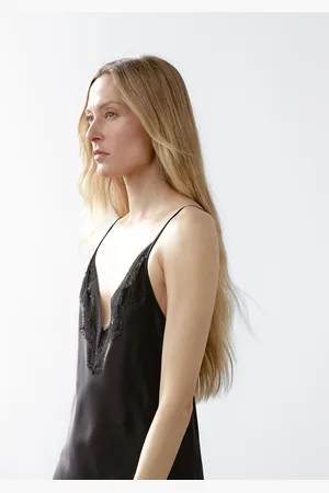 Massimo Dutti Długa Satynowa Sukienka Bieliźniana