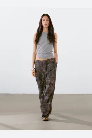 Massimo Dutti Rozszerzane Spodnie Z Efektem Zużycia