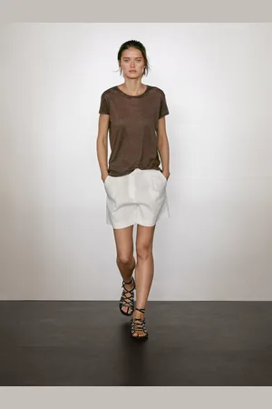 Massimo Dutti Koszulka Z Krótkim Rękawem Ze 100% Lnu