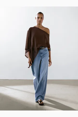 Massimo Dutti Asymetryczna Peleryna Z Mieszanki Lnu