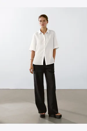 Massimo Dutti Koszula Z Krótkim Rękawem Ze 100% Lnu