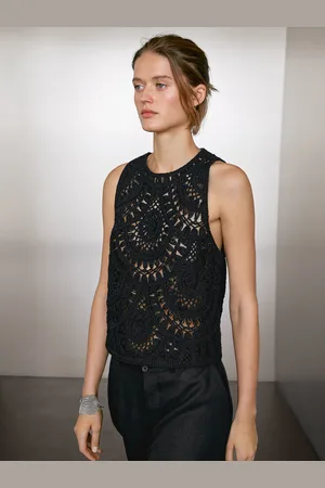 Massimo Dutti Szydełkowy Top Z Dzianiny
