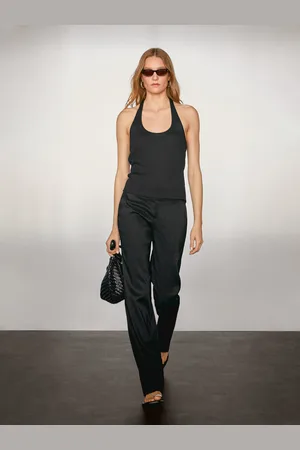 Massimo Dutti Prążkowany Top Z Dekoltem Halter